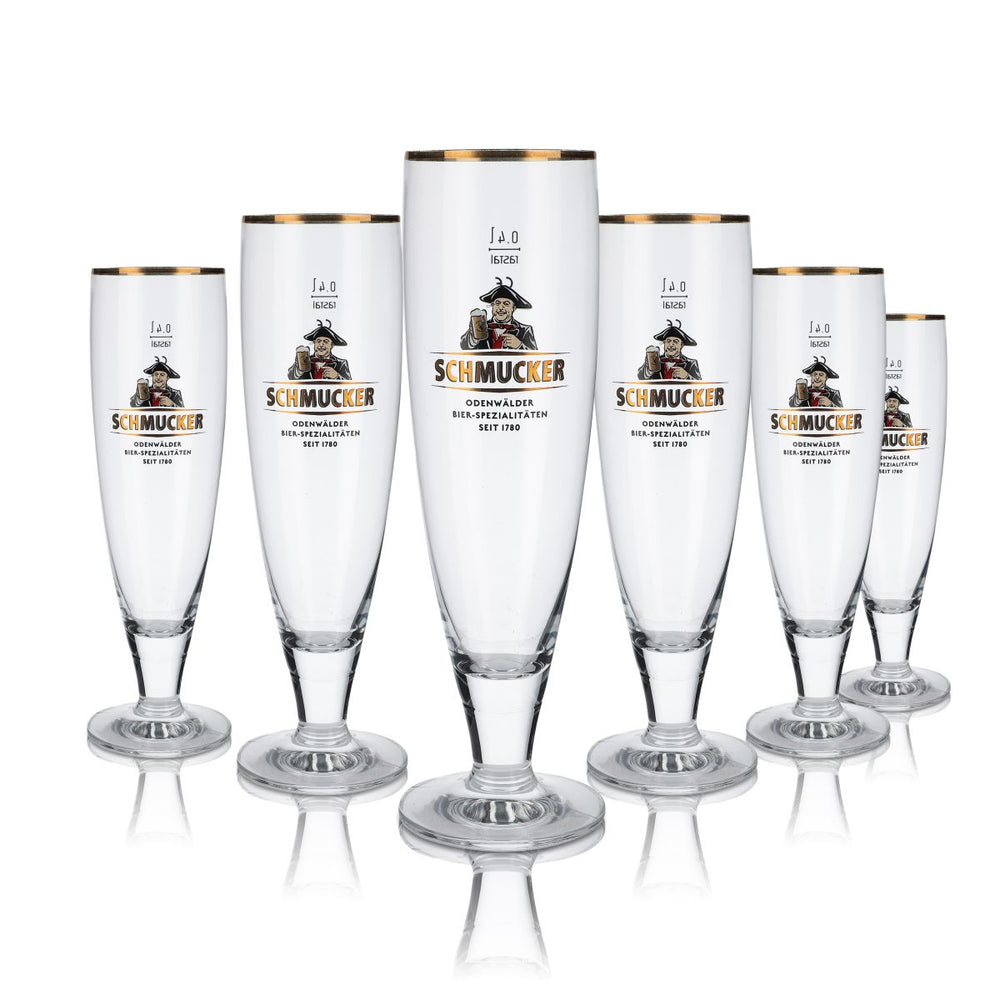 6x Verres décoratifs 0,4 l Coupe tulipe Bord doré Set de verres Brasserie Odenwälder