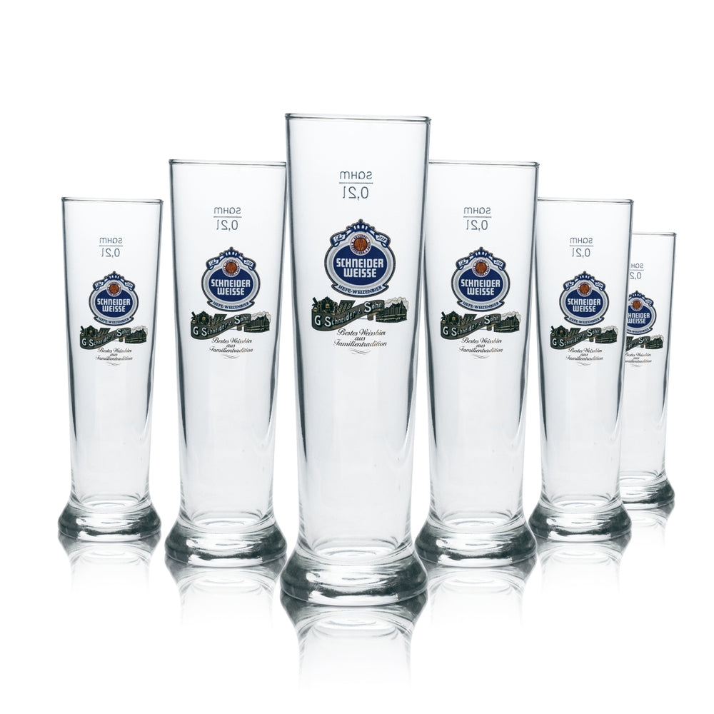 6 verres à bière Schneider Weisse 0,2 l, verres à bière en forme de coupe, verres à bière de brasserie, verres à bière gastronomiques