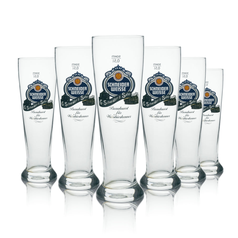 6 verres à bière Schneider Weisse « Braukunst » pour les amateurs de bière blanche, 0,5 l Sahm