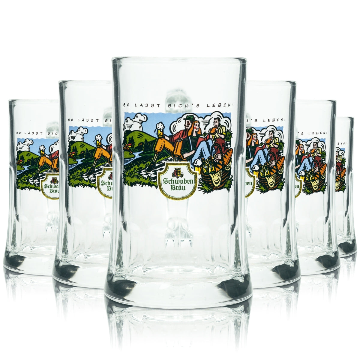 6 verres à bière Schwaben Bräu 0,3 l, chope Cannstatter Volksfest 1995, verres Seidel