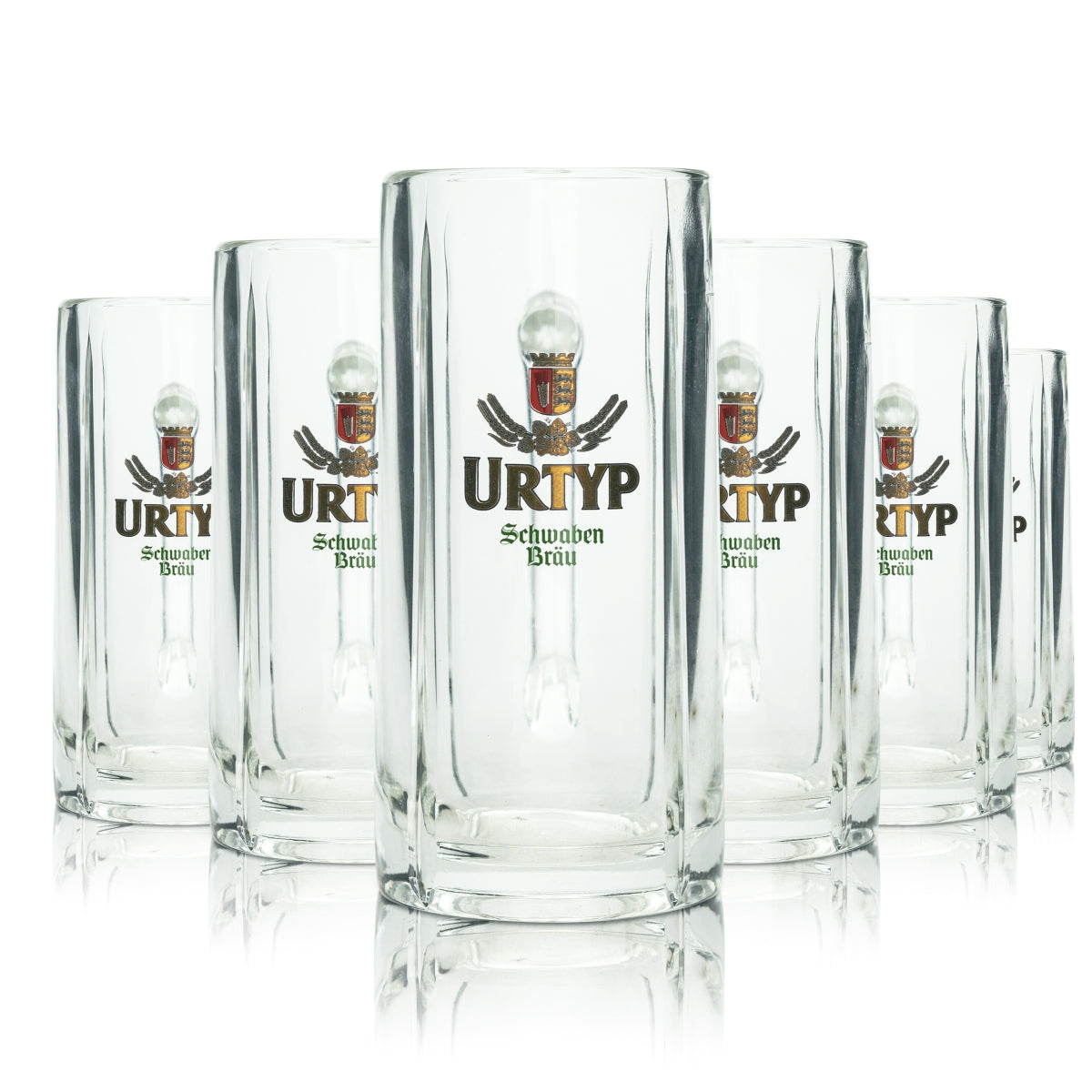 6 verres à bière Schwaben Bräu 0,3 l, chope Urtyp Seidel avec anse, verres à bière, chopes
