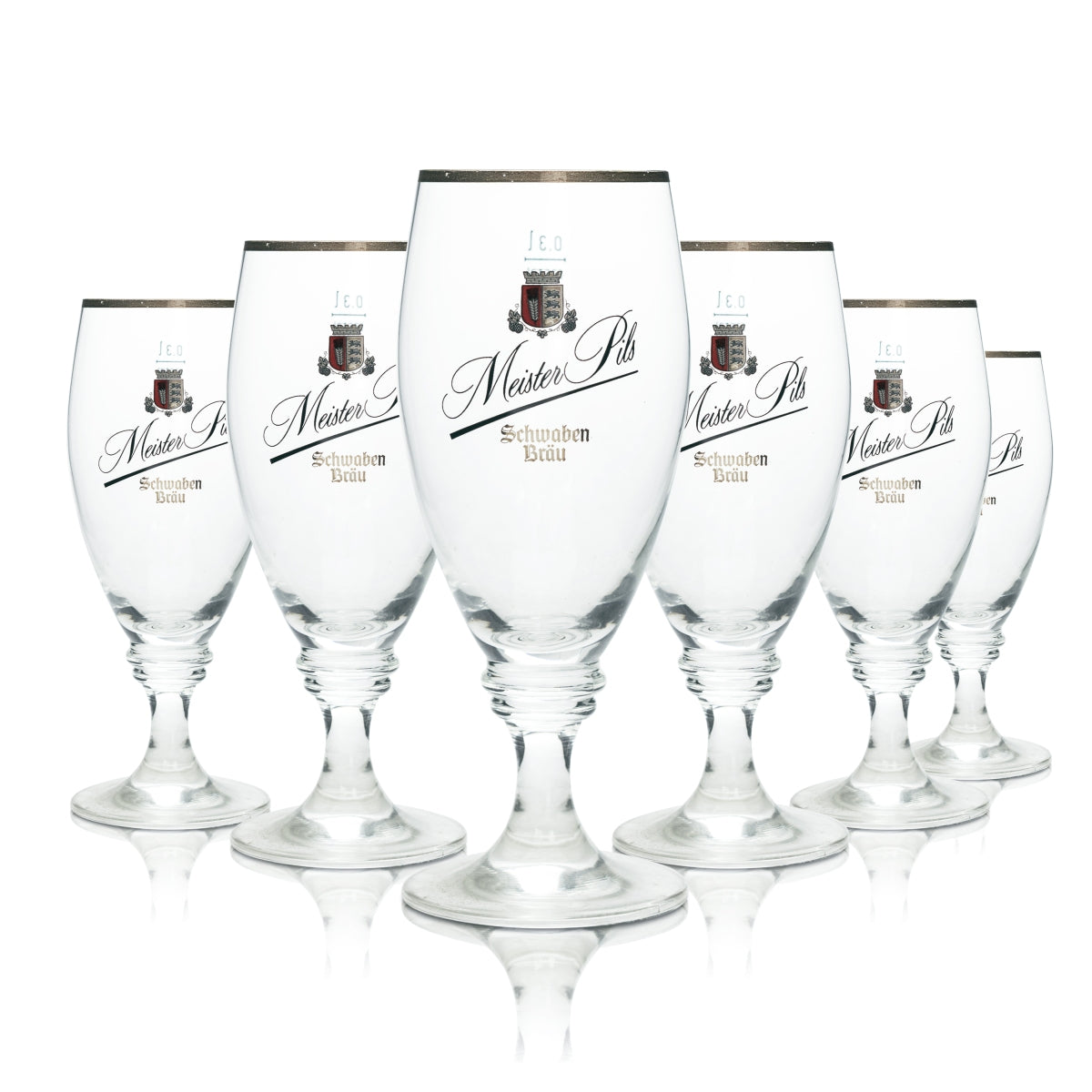 6 verres à bière Schwaben Bräu 0,3 l tulipe Meister Pils blason Rastal coupe verres à bière
