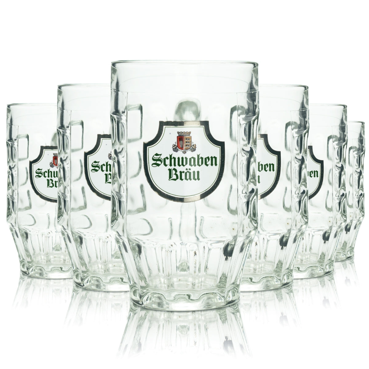 6 verres à bière Schwaben Bräu 0,4 l, chopes à anse, logo