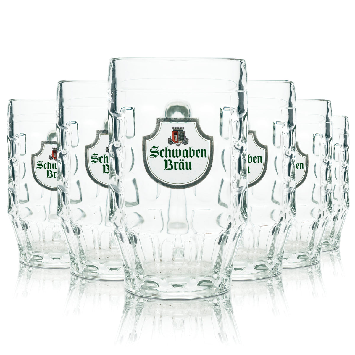 6 verres à bière Schwaben Bräu 0,5 l, chopes Seidel avec anse, brasserie Beer – Vue 4