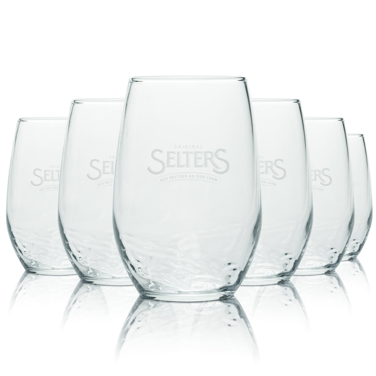 6x verres Selters 0,2 l, gobelets, verres à pied, relief, eau minérale, eau gazeuse