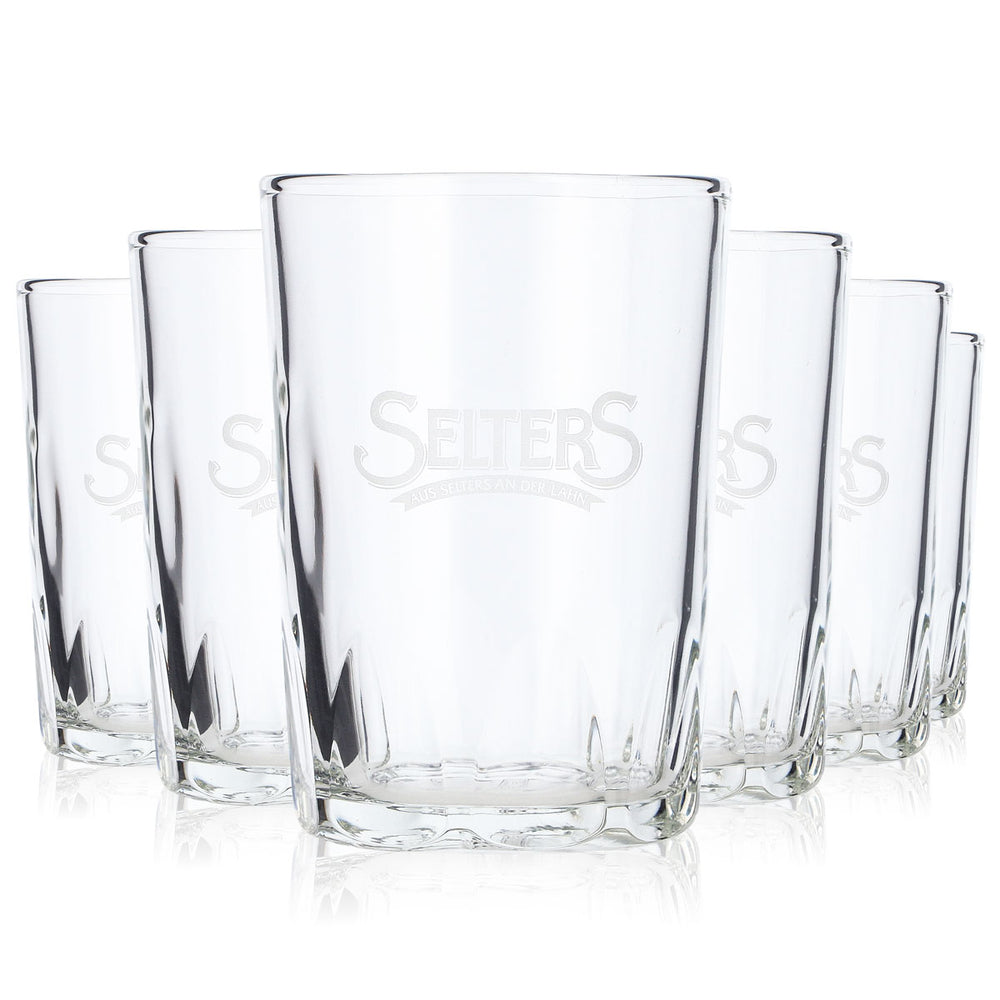 6x Selters Wasser Verres à eau 0,15 l Tasse avec inscription blanche