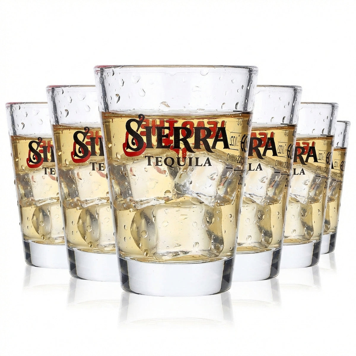 6x Verre à shot Sierra Tequila Stamper Short Party Shot 4 cl « Lead the Party »