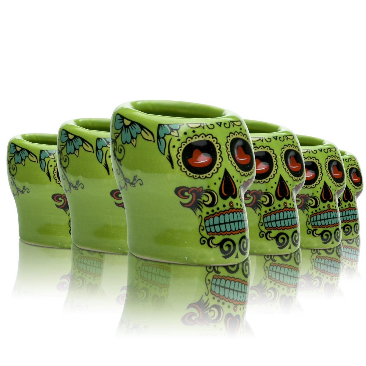 6x Verres à tequila Sierra Verres à shot 2 cl Vert Tête de mort Schnaps Kurze Stamper