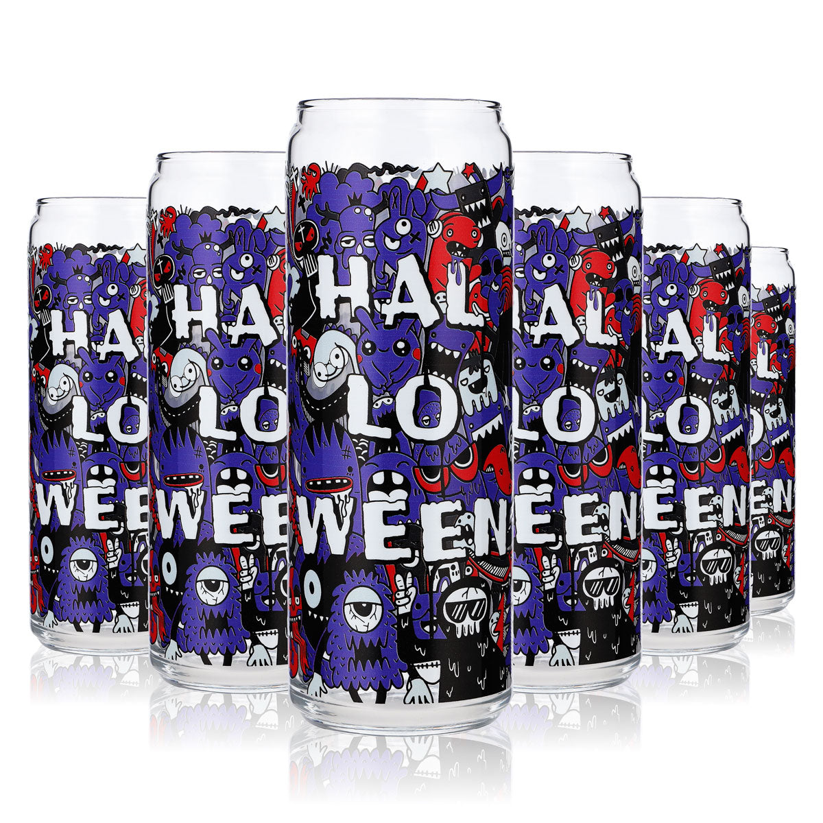 6x verres Sipply Can Glass motif Halloween Doodle violet en impression UV 370ml