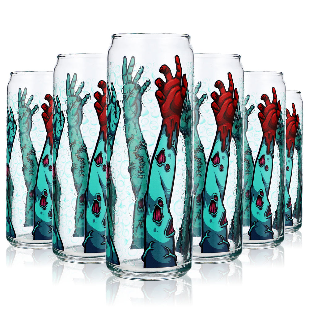 6x verres Sipply avec motif Halloween Zombie Arms en impression UV Can Glass 370ml