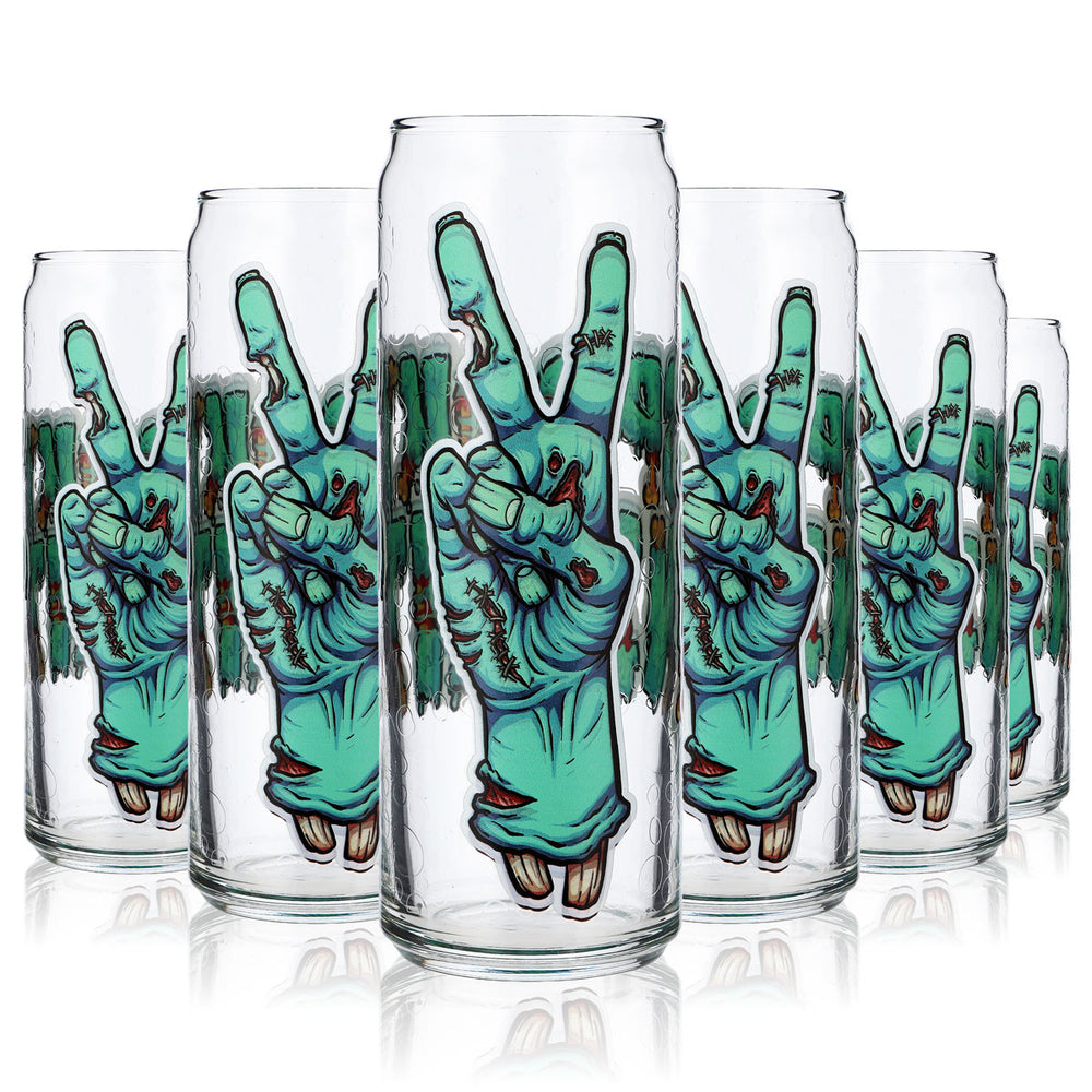 6x verre Sipply avec motif Halloween Zombie Hands en impression UV Can Glass 370ml