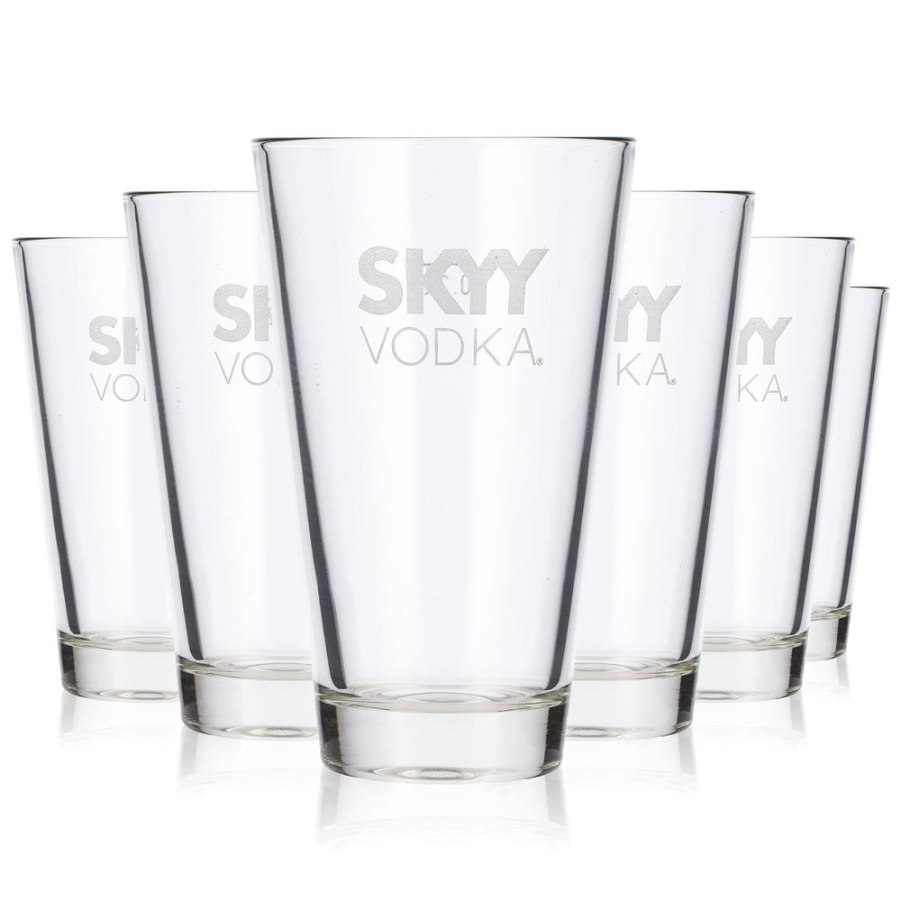 6 verres à vodka Skyy de 0,2 l pour long drink, logo blanc