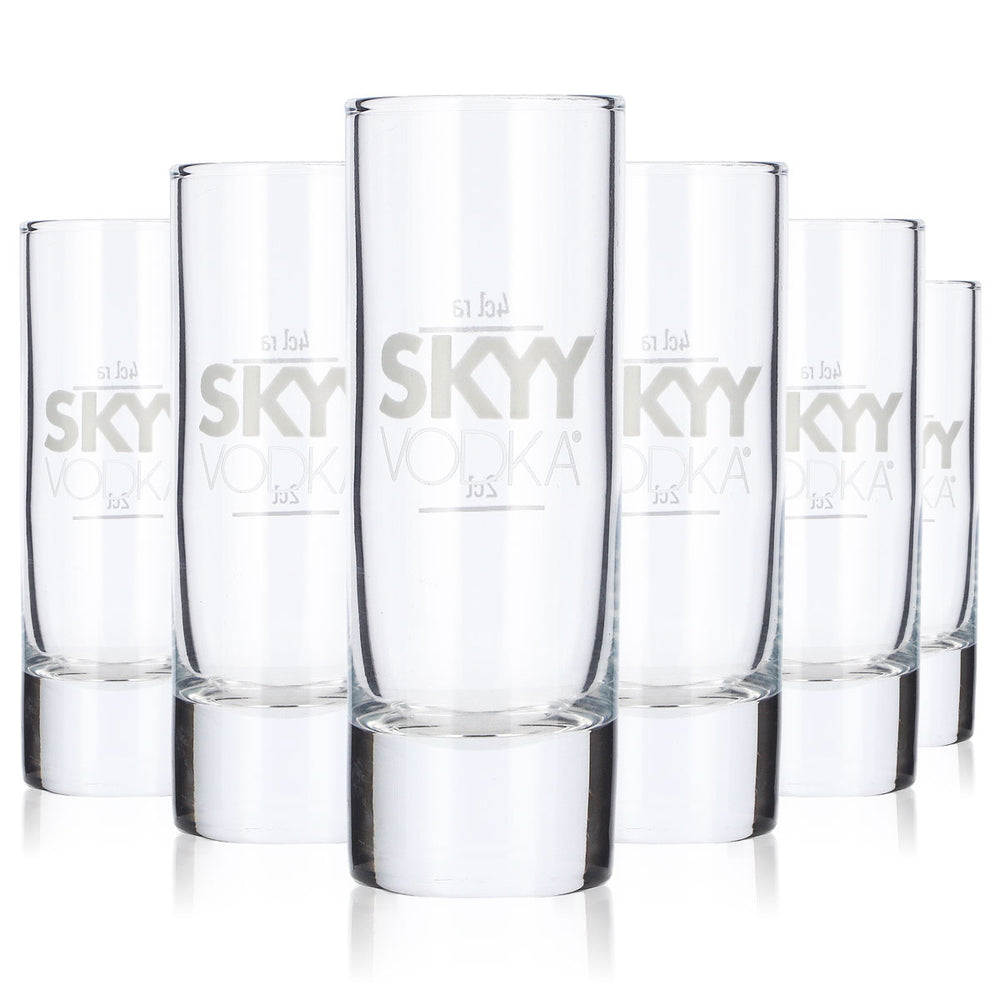 6 verres à shot Skyy Vodka de 4 cl « logo blanc » Rastal