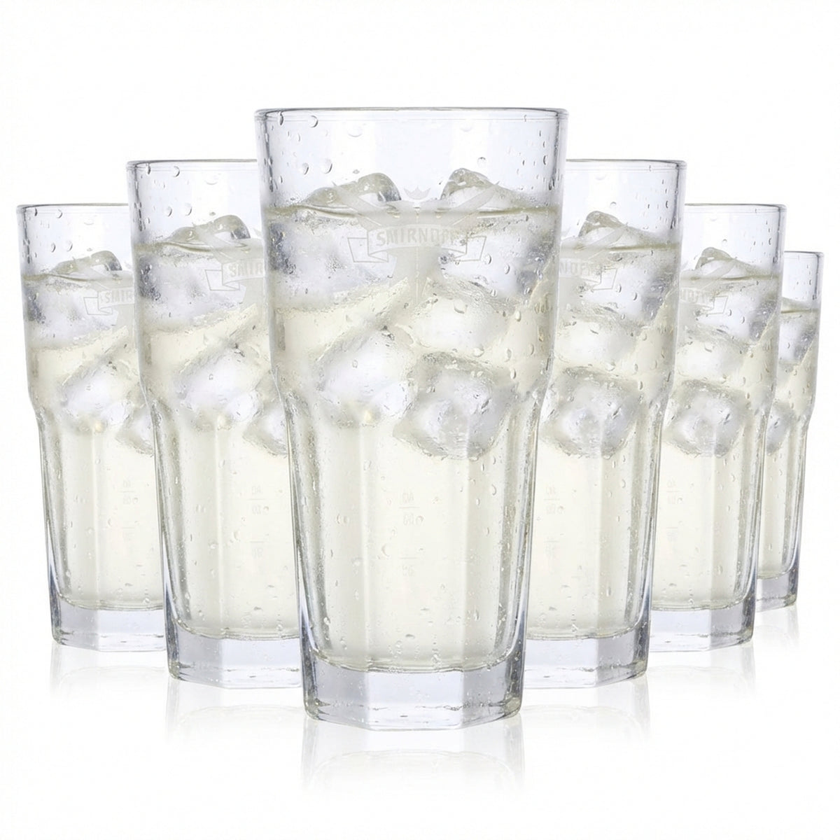 6 verres à vodka Smirnoff Vodka 0,3 l Verre à long drink Logo satiné