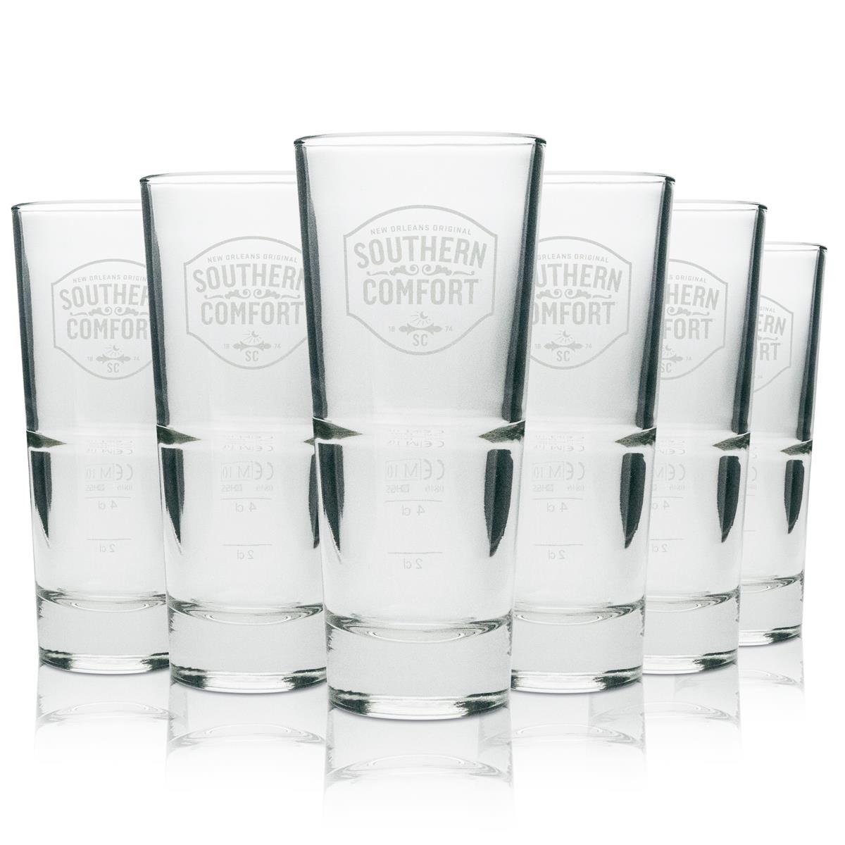 6 verres à whisky Southern Comfort Longdrink avec logo blanc 296 ml