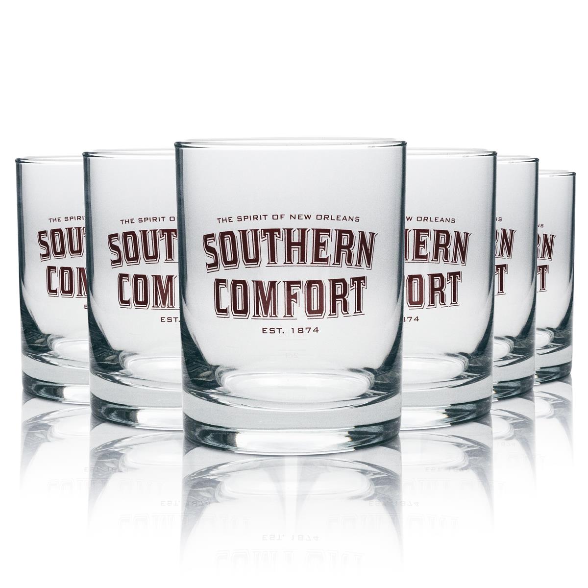6 verres à whisky Southern Comfort 400 ml, inscription rouge