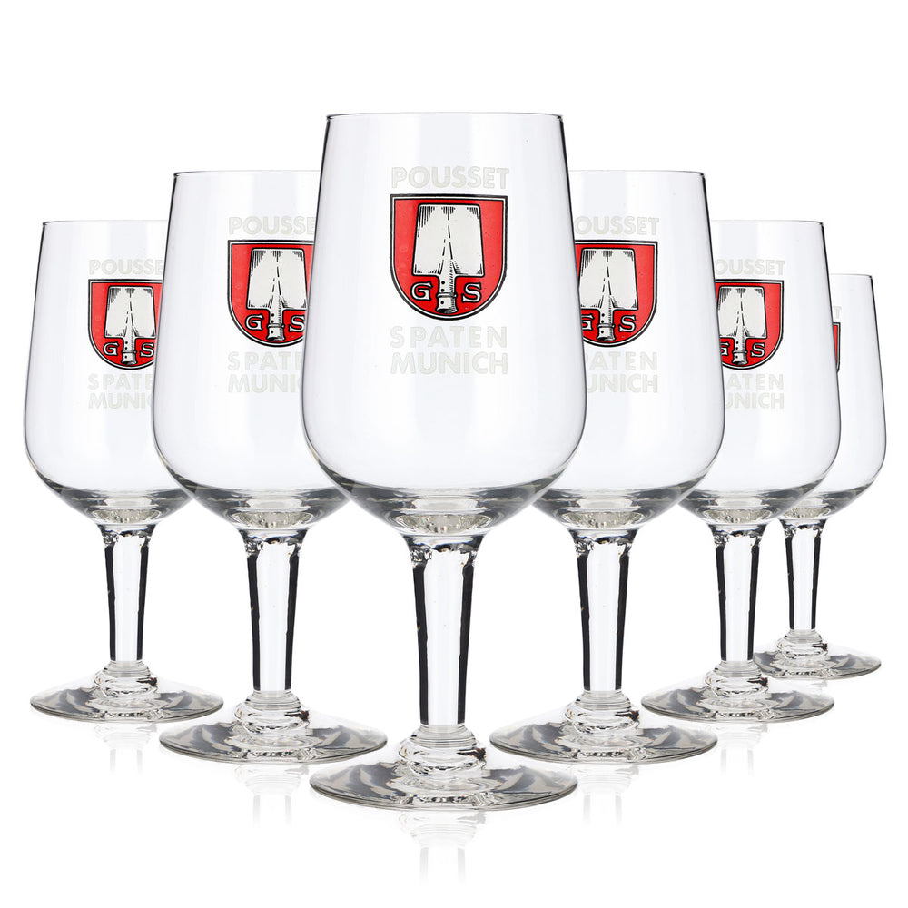 6 verres à bière Spaten de 0,3 l, modèle « Pokal », Pousset Spaten Munich (lot de 6)