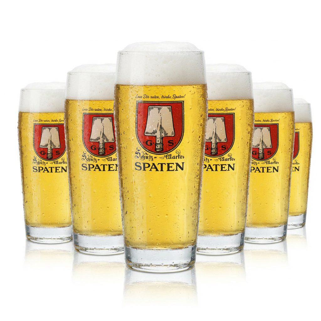 6 verres à bière Spaten 0,5 l Willibecher Munich Hell Verres Brasserie traditionnelle Bavière