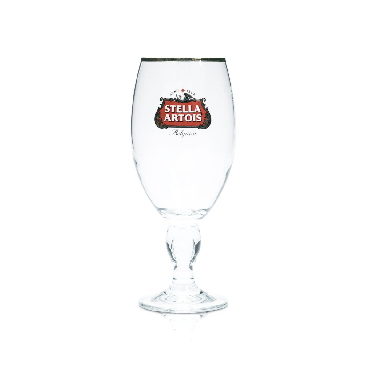 6 verres à bière Stella Artois 0,33 l, forme tulipe, bord doré, pied design, verres de bar – Vue 2