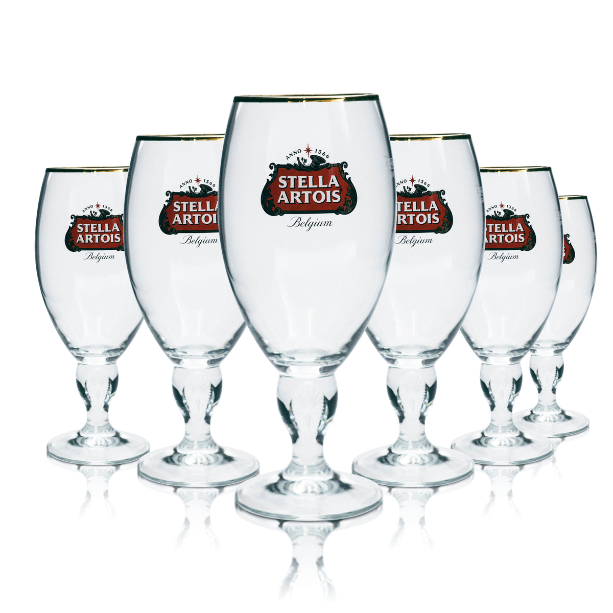6 verres à bière Stella Artois 0,5 l, forme tulipe, bord doré, pied design, verres à bière – Vue 5
