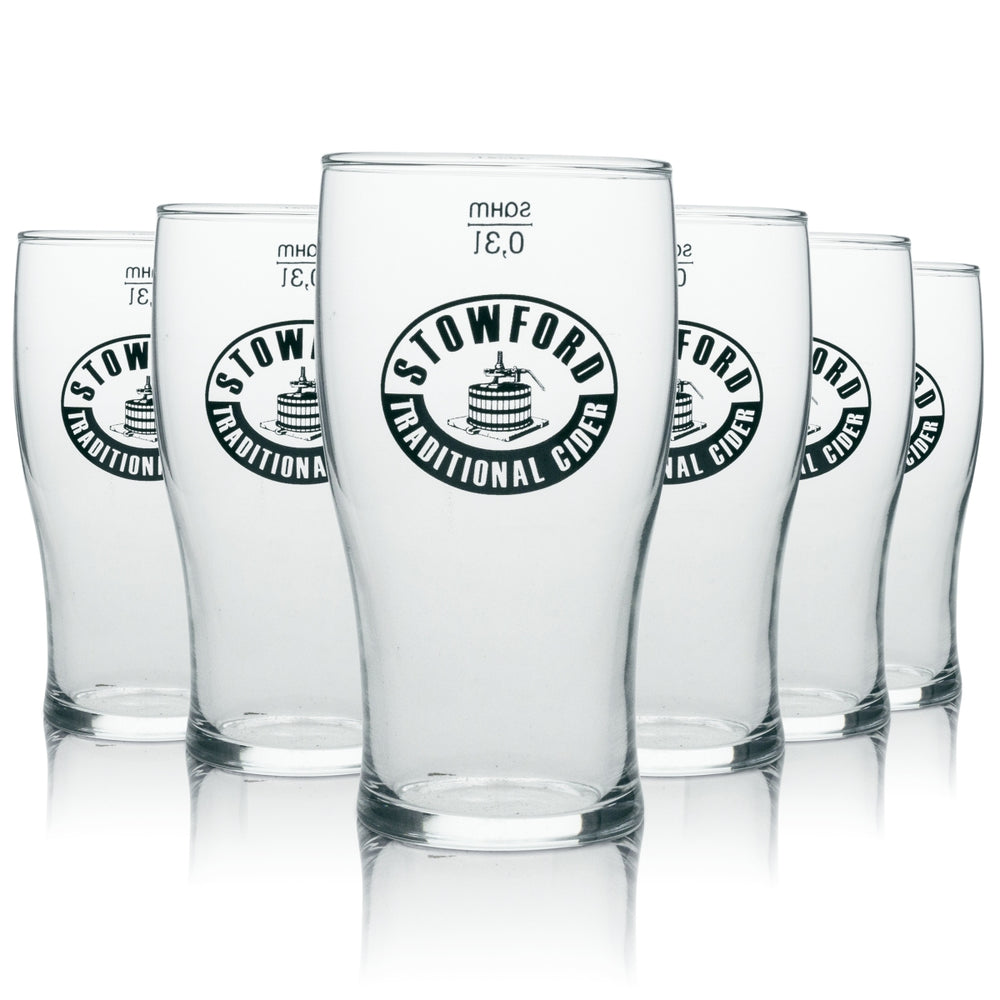 6 verres à long drink Stowford Cider, logo noir, 300 ml