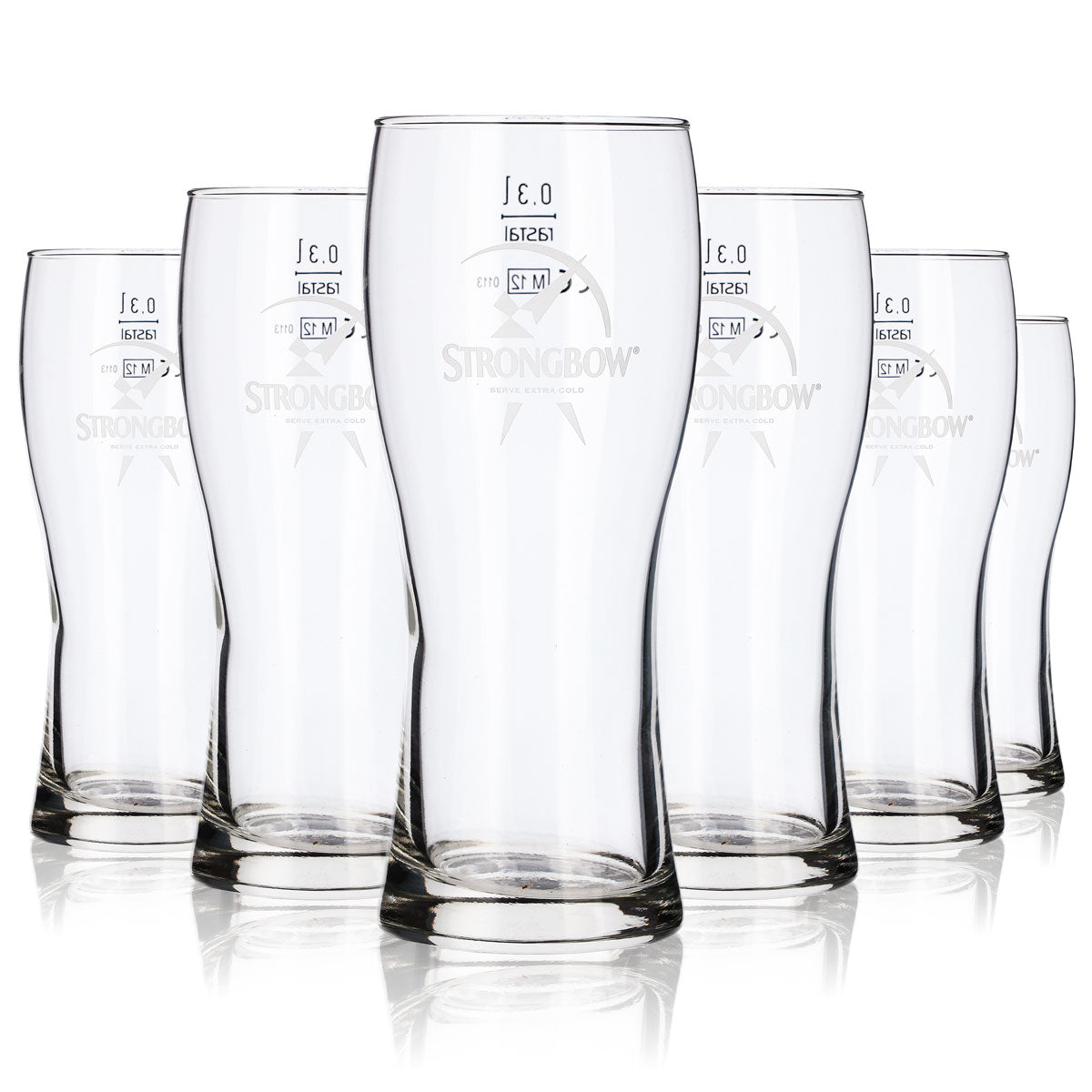 6x Strongbow Cider Verre 0,3 l Tasse Logo blanc rastal Bavaria – Vue 5