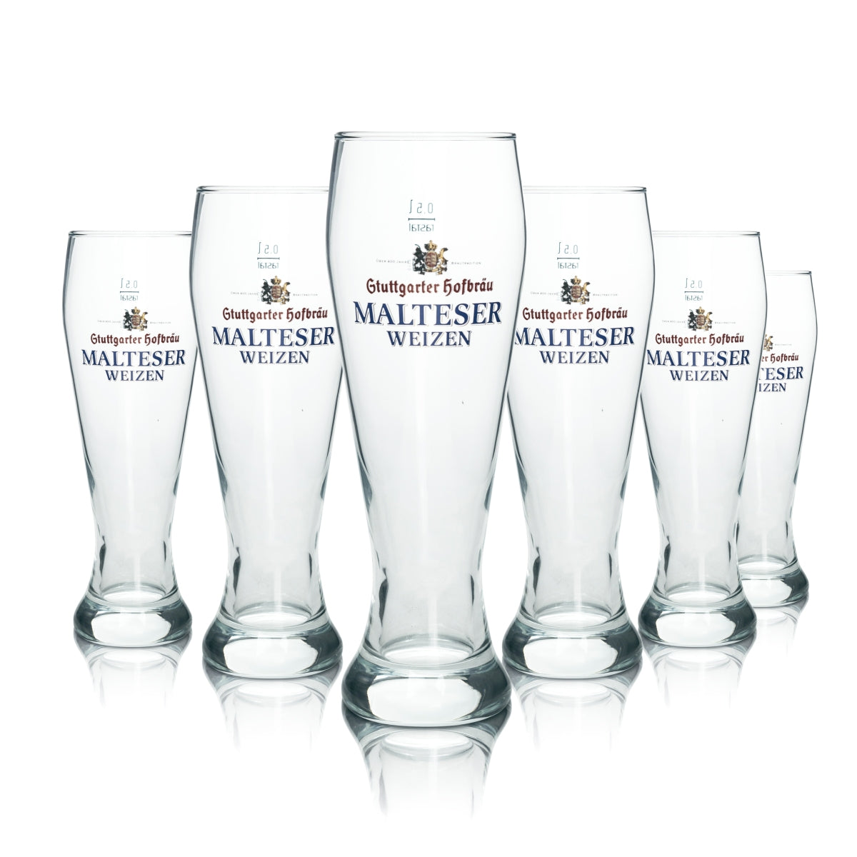6 verres à bière Stuttgarter Hofbräu 0,5 l Malteser Weizen Sahm Weißbier Brauerei