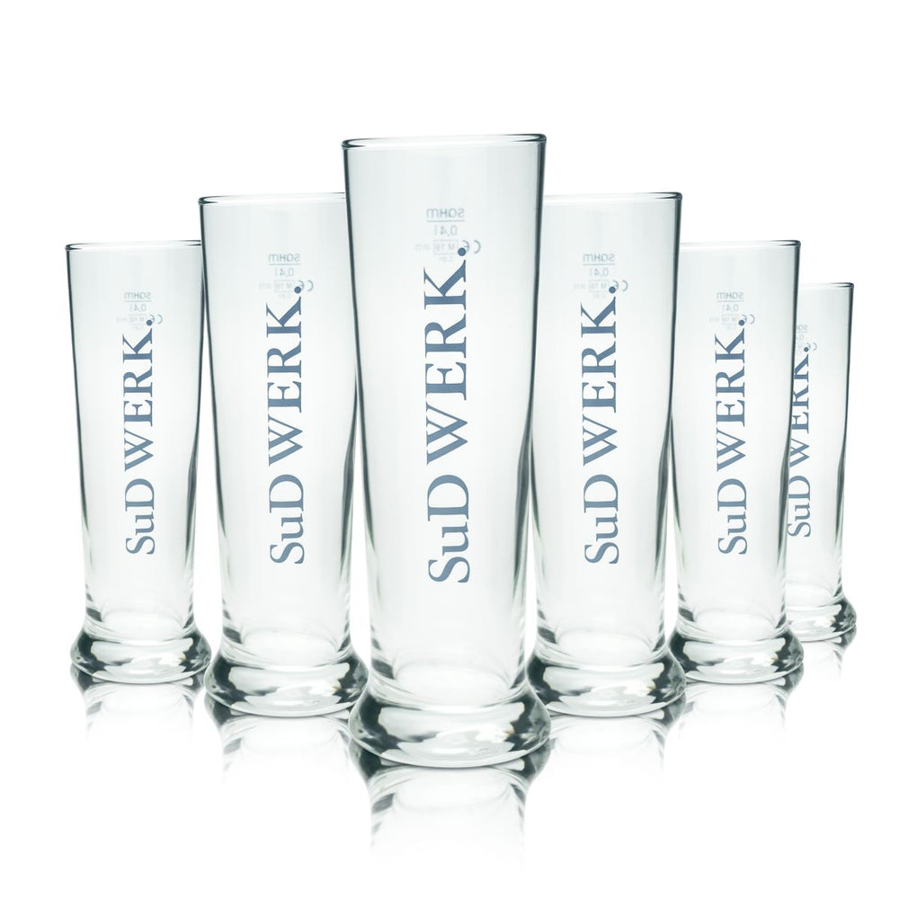 6 verres à bière Sudwerk 0,4 l, verres à bière, verres à bière Cratbier, brasserie Pfäffikon