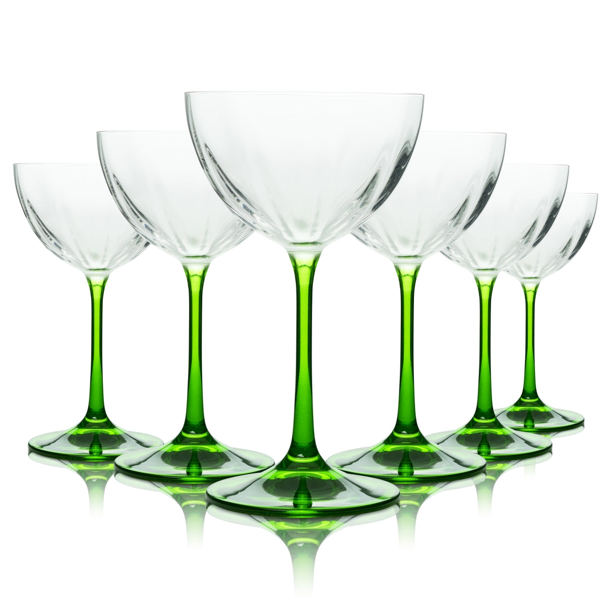 6 verres à martini Tanqueray Gin, pied vert, sans logo