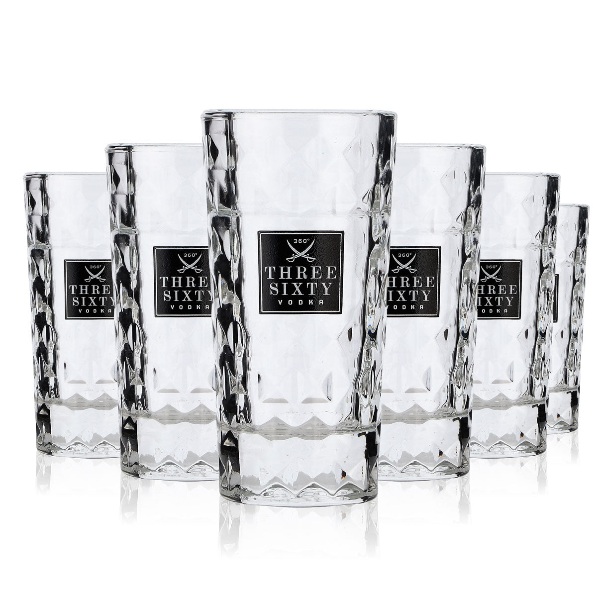 6x Three Sixty Verres à schnaps 4 cl Set de verres à shot Stamper Vodka Design en relief