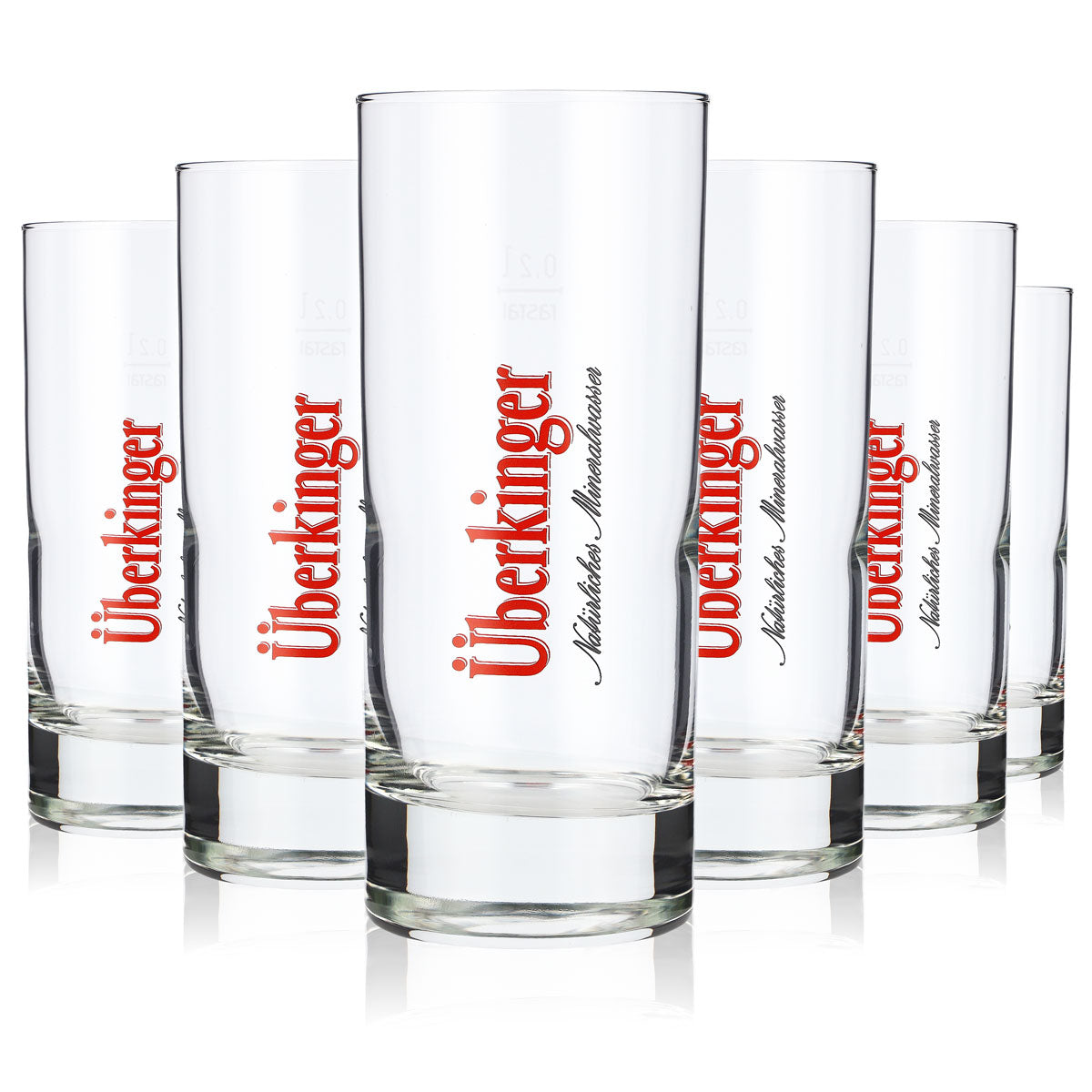 6x Verres à eau Überkinger 0,2 l Verres à eau Verres à pied Logo rouge Rastal – Vue 5