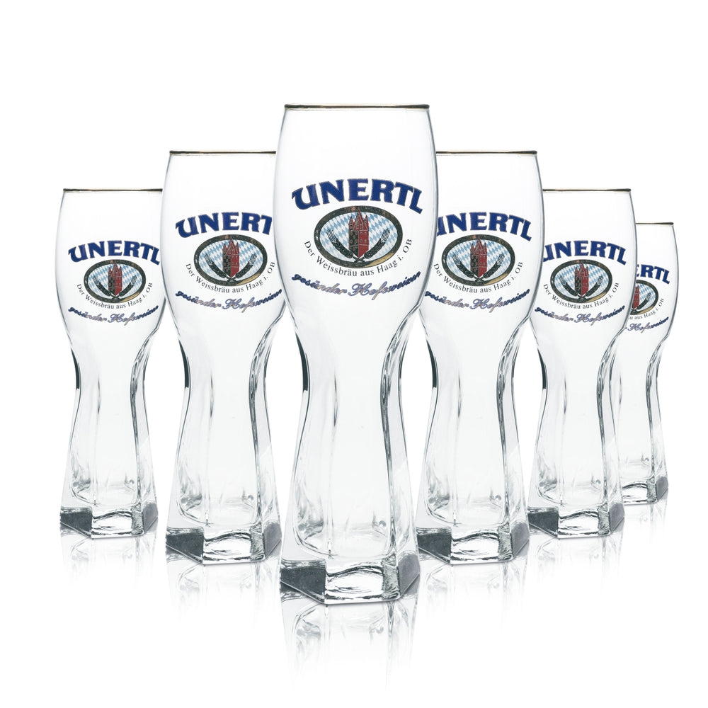 6 verres à bière blanche Unertl 0,5 l Hefe Weizen Kontur Gläser Bayern Brauerei Gastro Bar