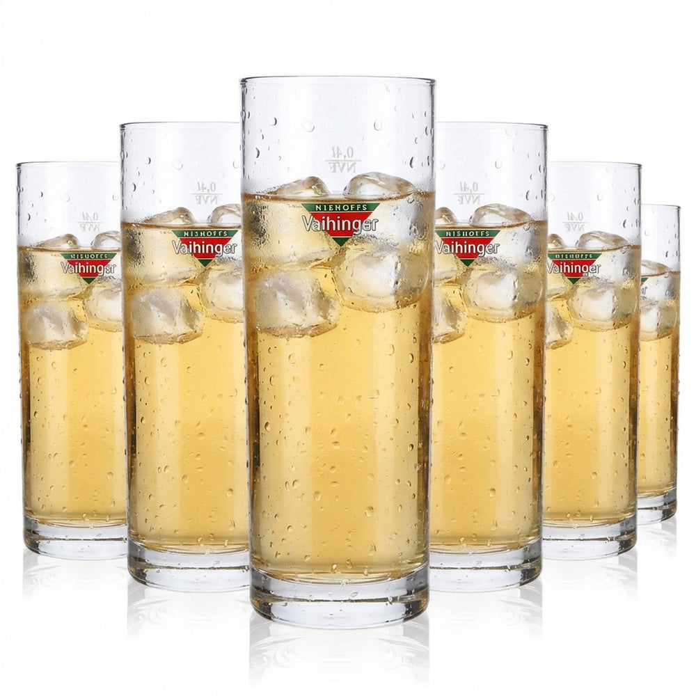 6 verres à jus Vaihinger Verres à jus 0,4 l Willi_Becher Logo coloré