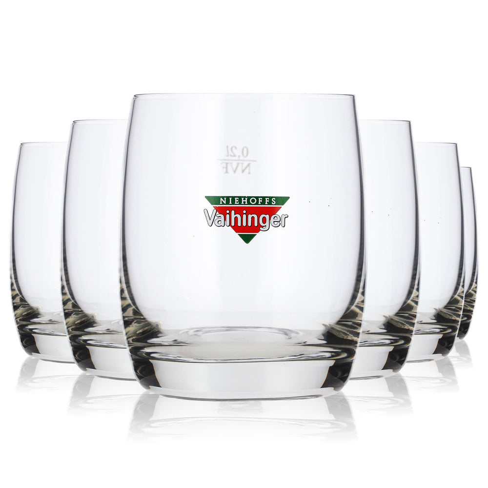 Lot de 6 verres à jus Vaihinger, 0,2 l, logo coloré, modèle « Bistro », NVF (lot de 6)