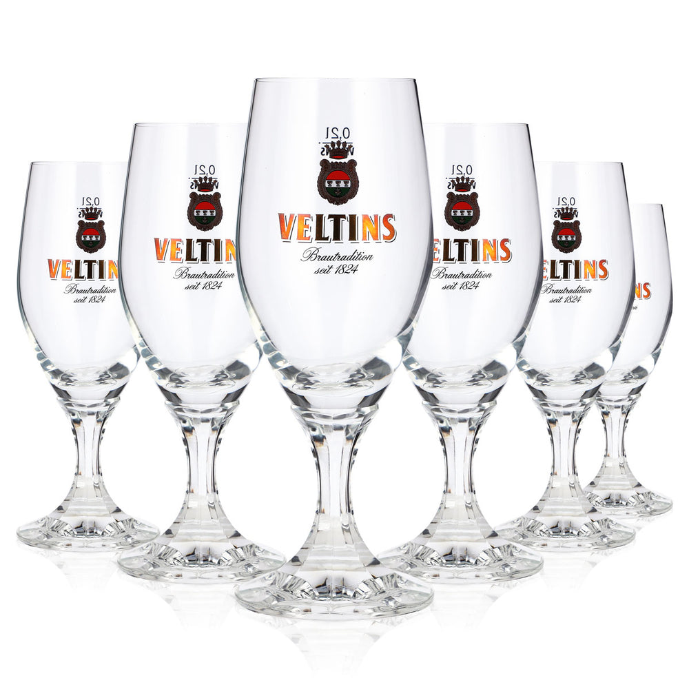 6 verres à bière Veltins de 0,2 l, modèle « Pokal », depuis 1824