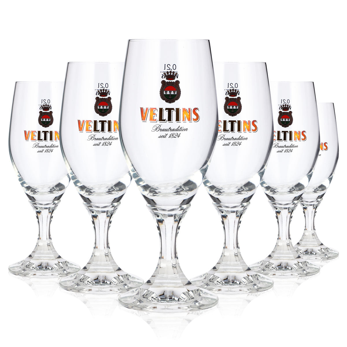 6 verres à bière Veltins de 0,2 l, modèle « Pokal », depuis 1824