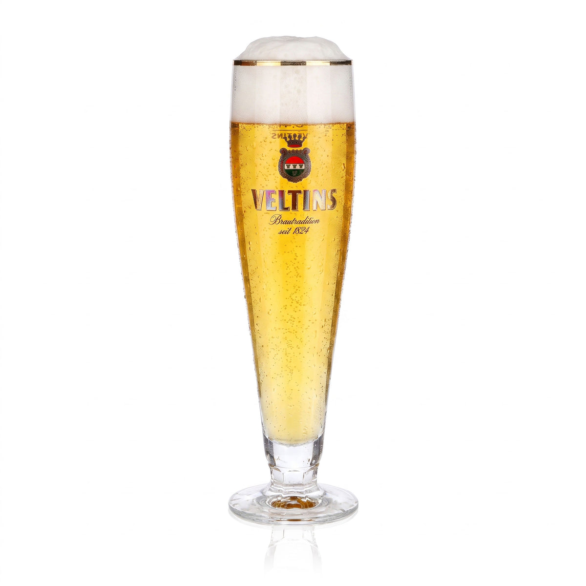 Lot de 6 verres à bière Veltins de 0,4 l, forme coupe, bord doré, « depuis 1824 » (lot de 6) – Vue 2
