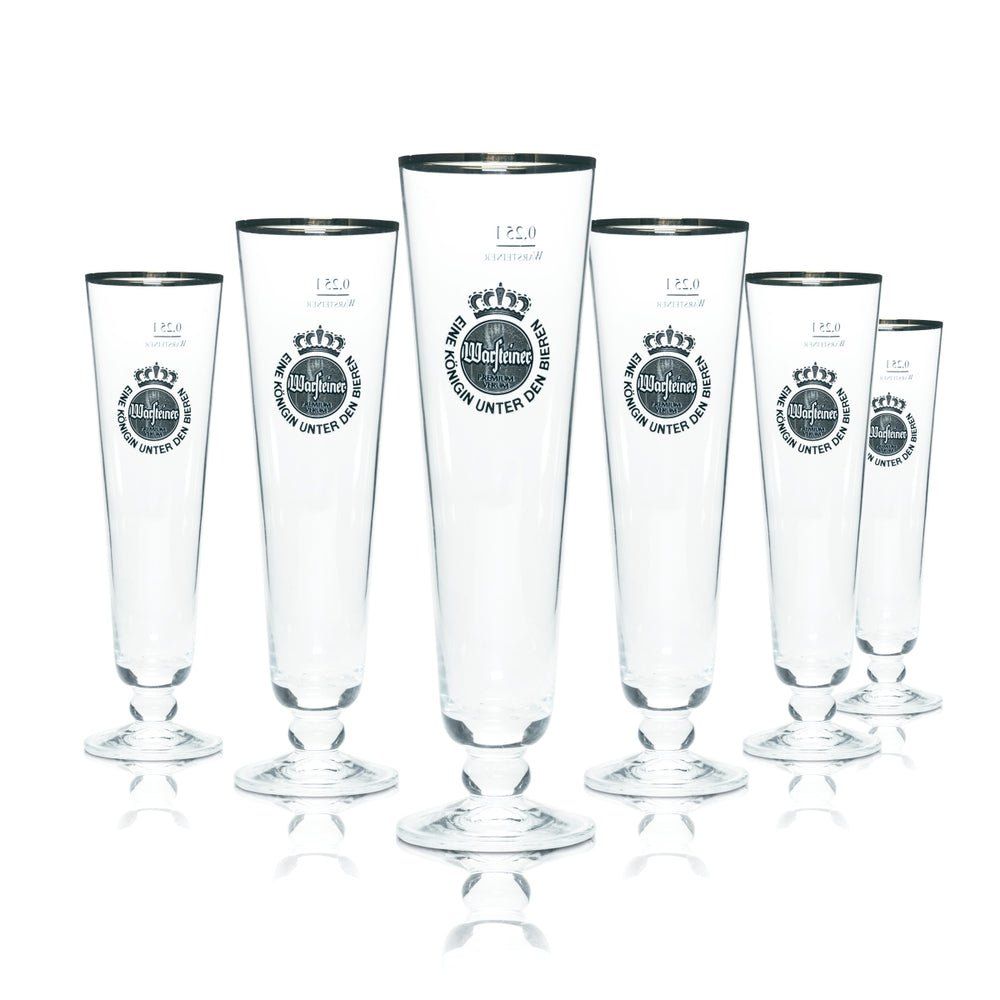 6 verres à bière Warsteiner 0,25 l, forme tulipe, bord doré, verres de brasserie Gastro Pils