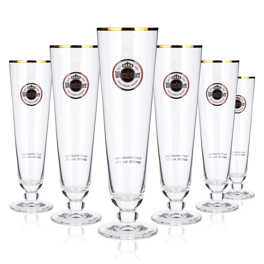 6 verres à bière Warsteiner 0,25 l tulipe exclusifs avec bord doré