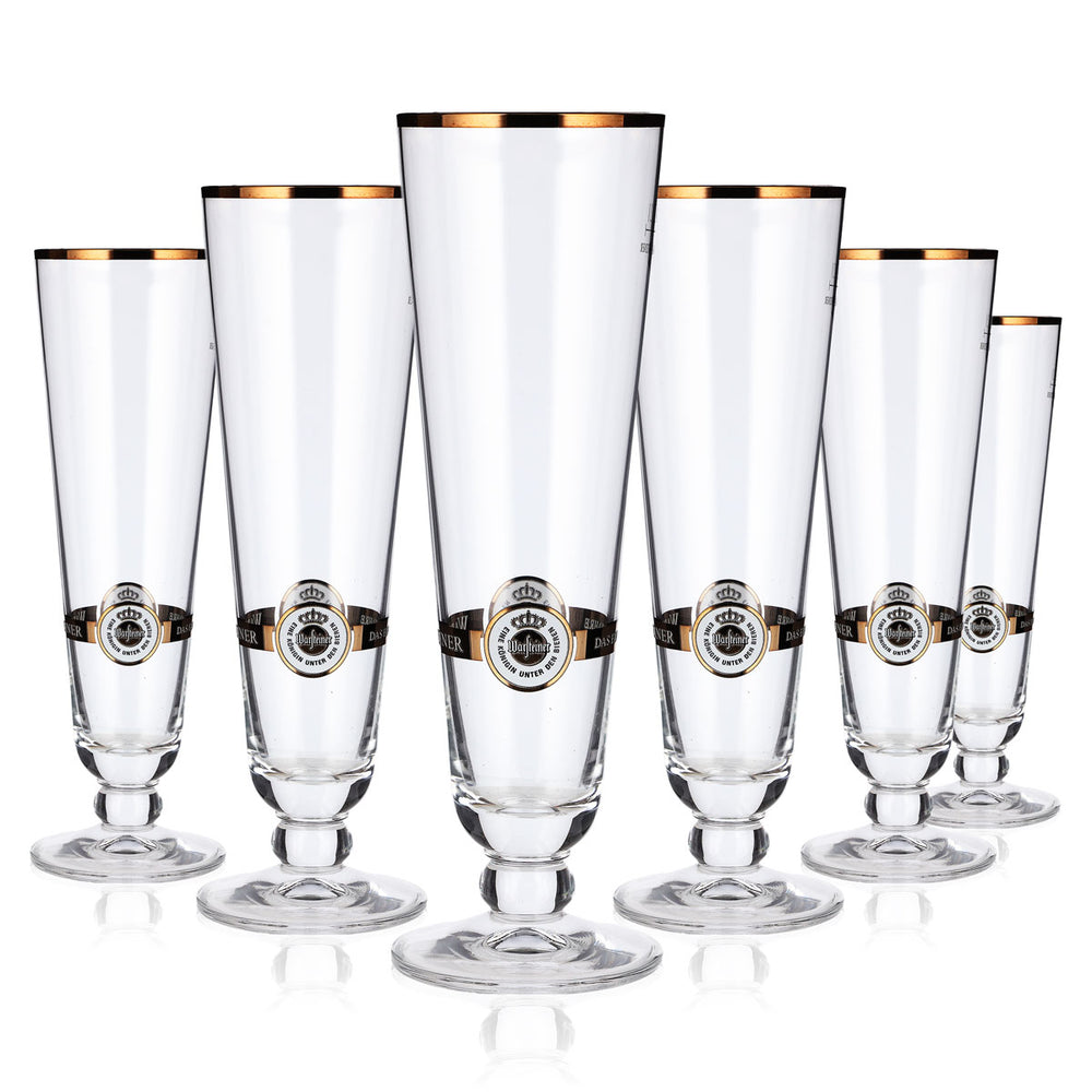 Lot de 6 verres à bière Warsteiner de 0,2 l, forme coupe, couleur bronze, avec logo