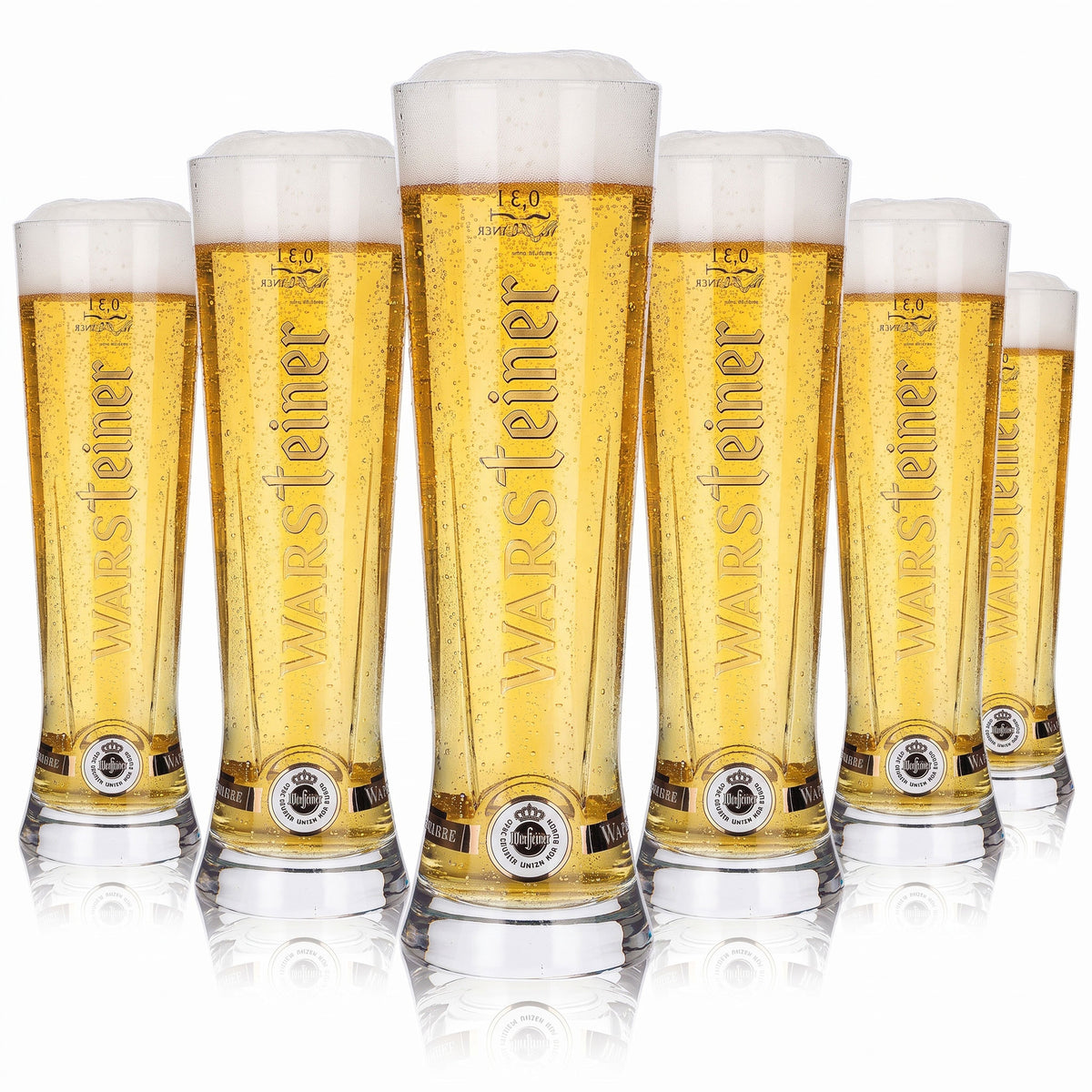 Lot de 6 verres à bière Warsteiner de 0,3 l « Starcup » avec des touches de bronze, en forme de coupe de bar