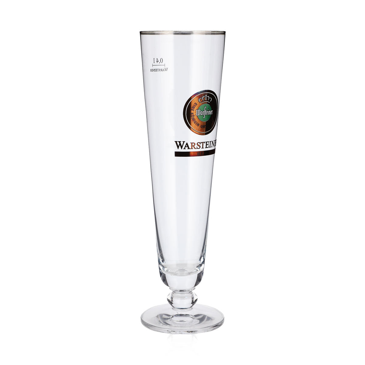 Lot de 6 verres à bière Warsteiner de 0,4 l, forme coupe, bord argenté, saveur « Herb » – Vue 3