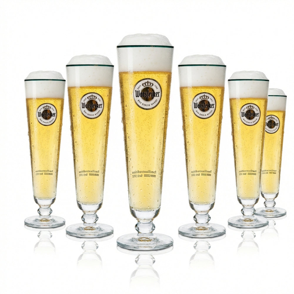 6 verres à bière Warsteiner 0,4 l tulipe, bord doré exclusif