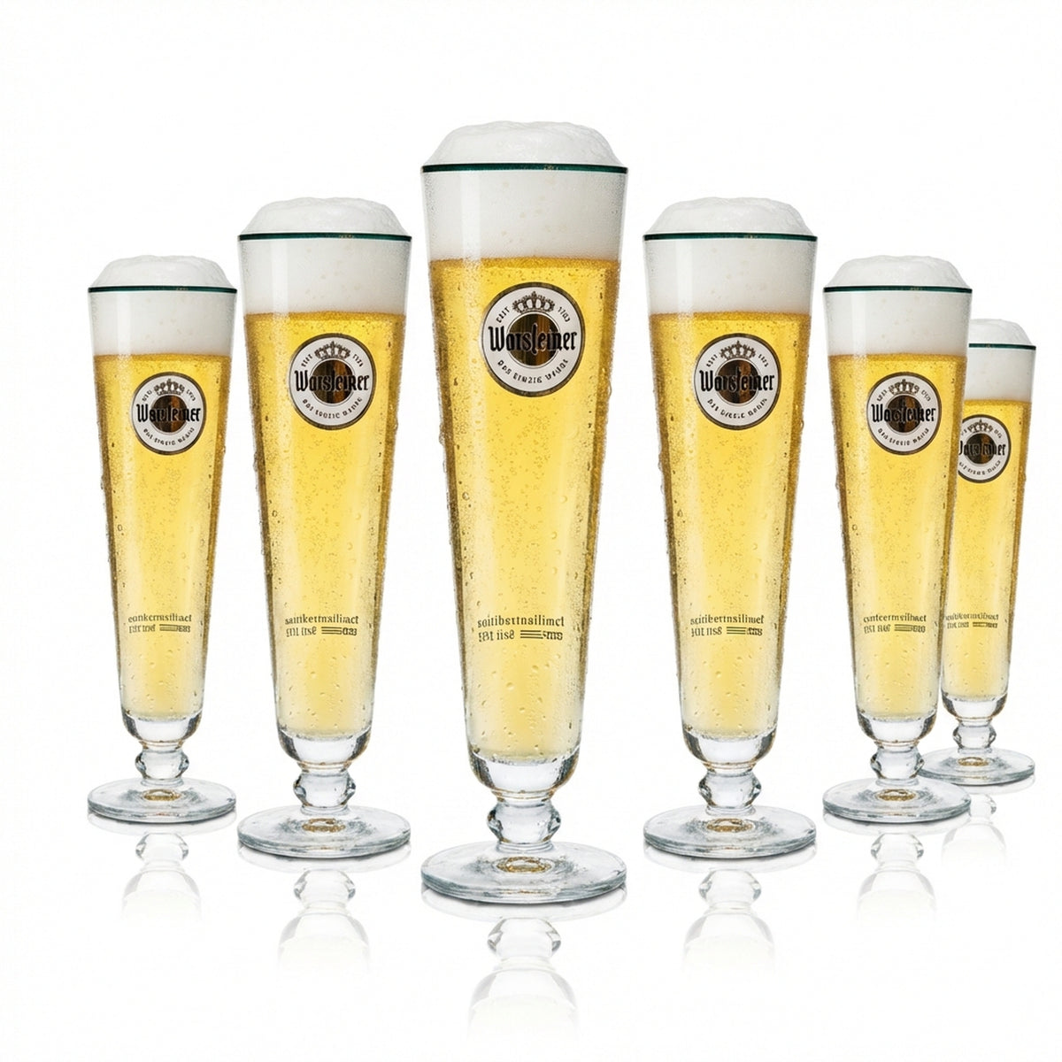 6 verres à bière Warsteiner 0,4 l tulipe, bord doré exclusif
