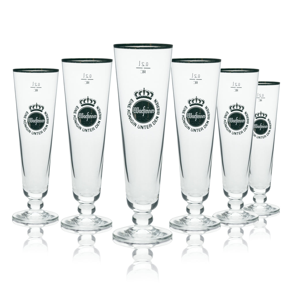 6 verres à bière Warsteiner exclusifs, forme tulipe avec bord doré, 200 ml