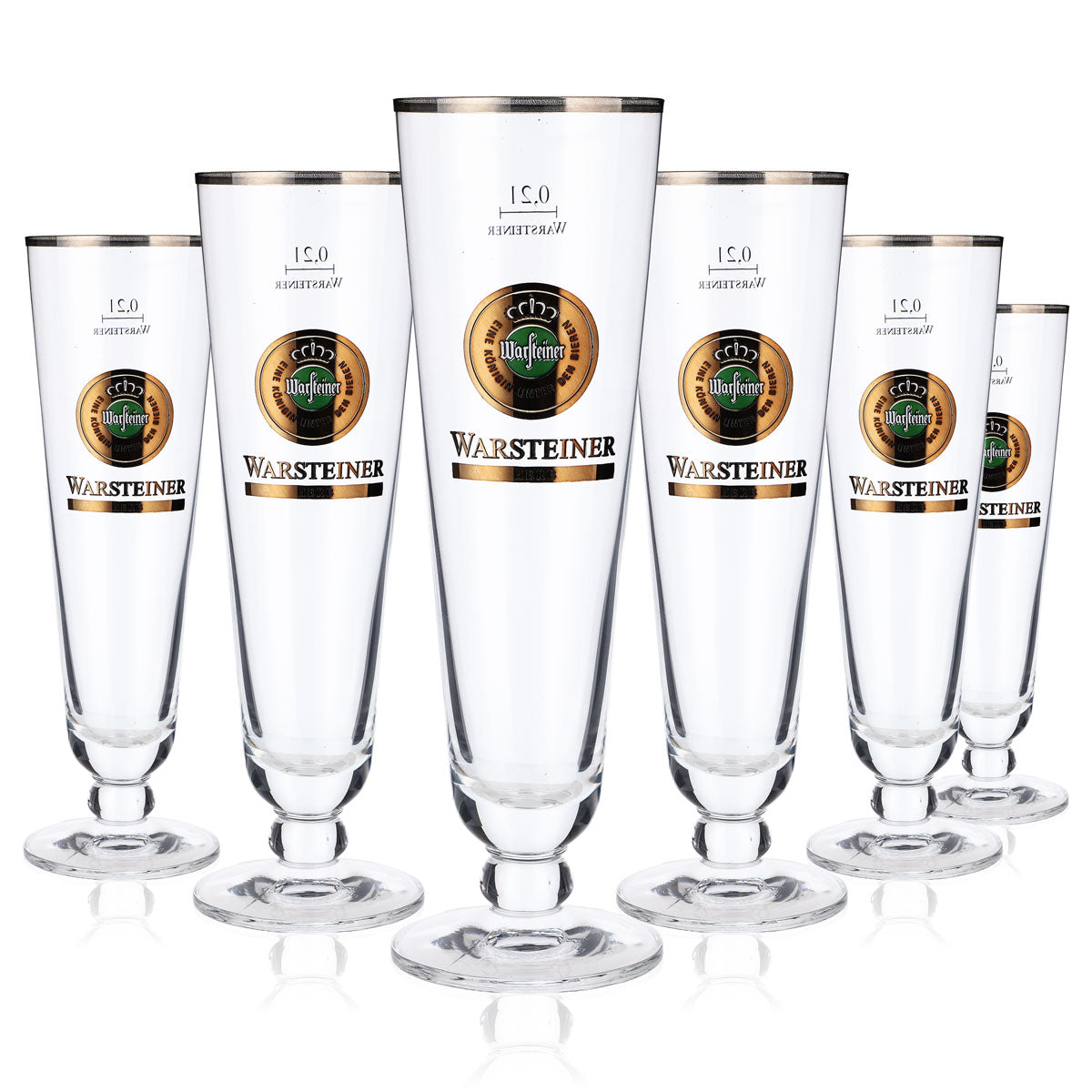 6 verres à bière Warsteiner 0,2 l, coupe, logo vert « Herb », bord argenté – Vue 5