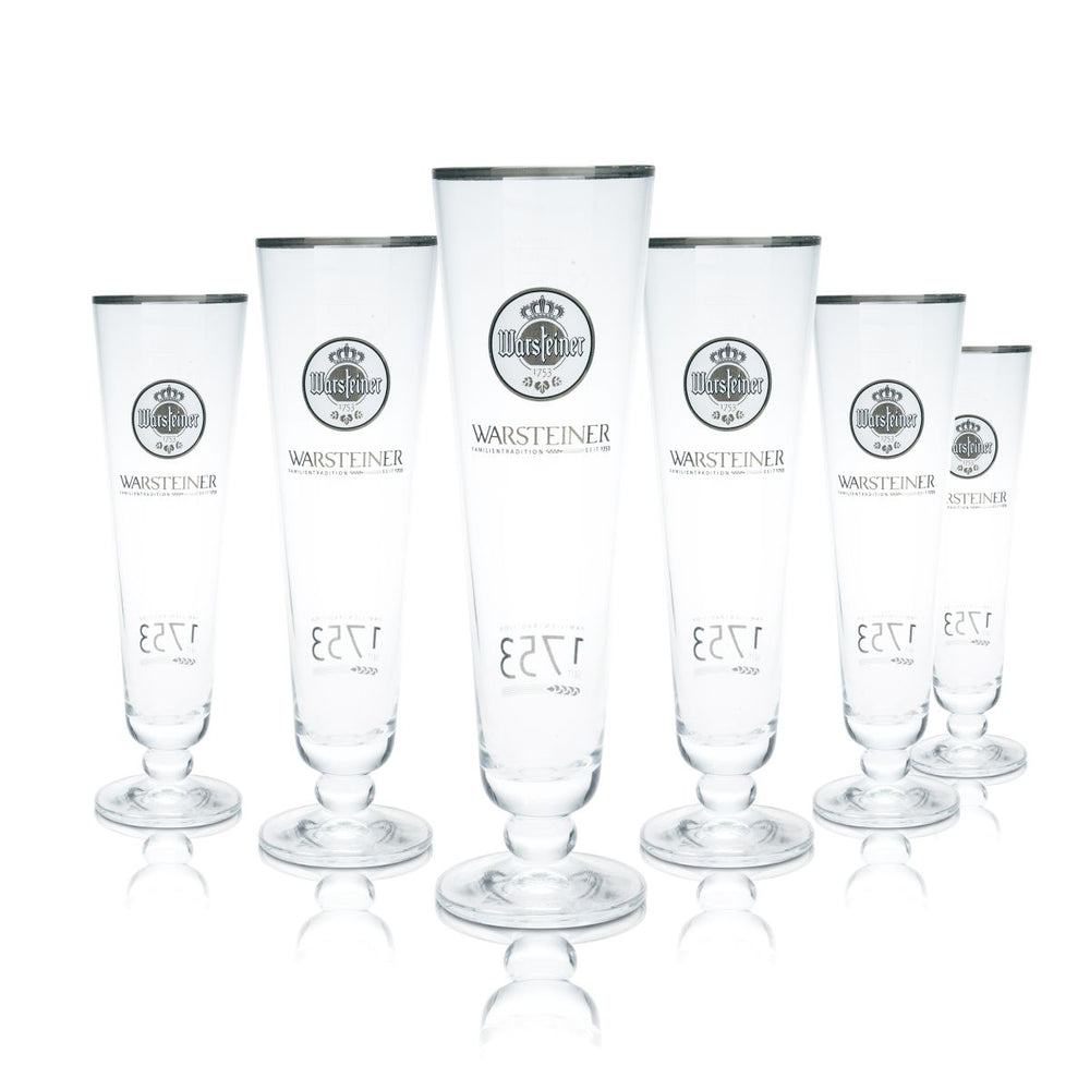 6 verres à bière Warsteiner 0,25 l, forme tulipe, édition 1753, lot de verres pour la restauration