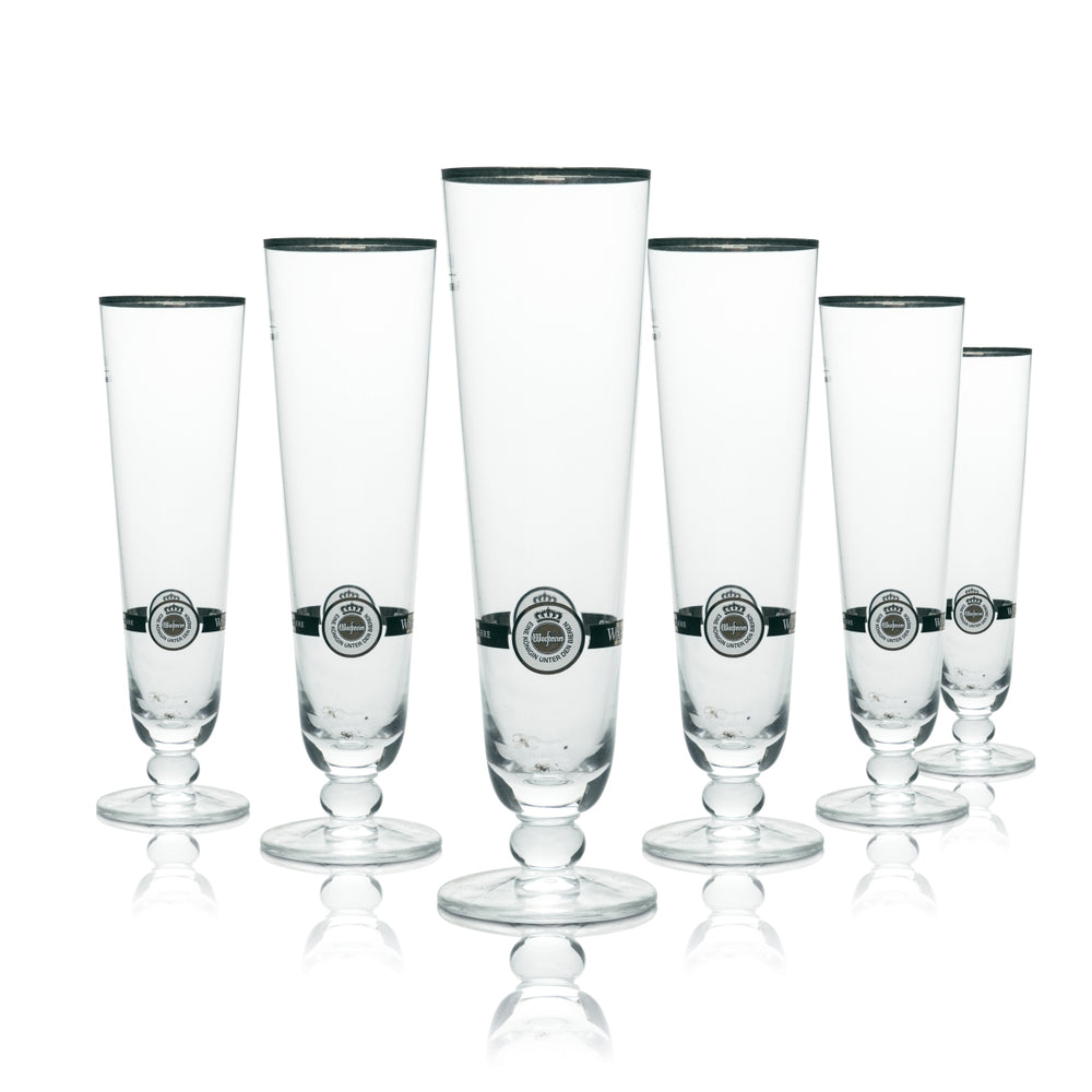 6 verres Warsteiner 0,3 l tulipe Pils avec bord doré, brasserie Gastro Eiche