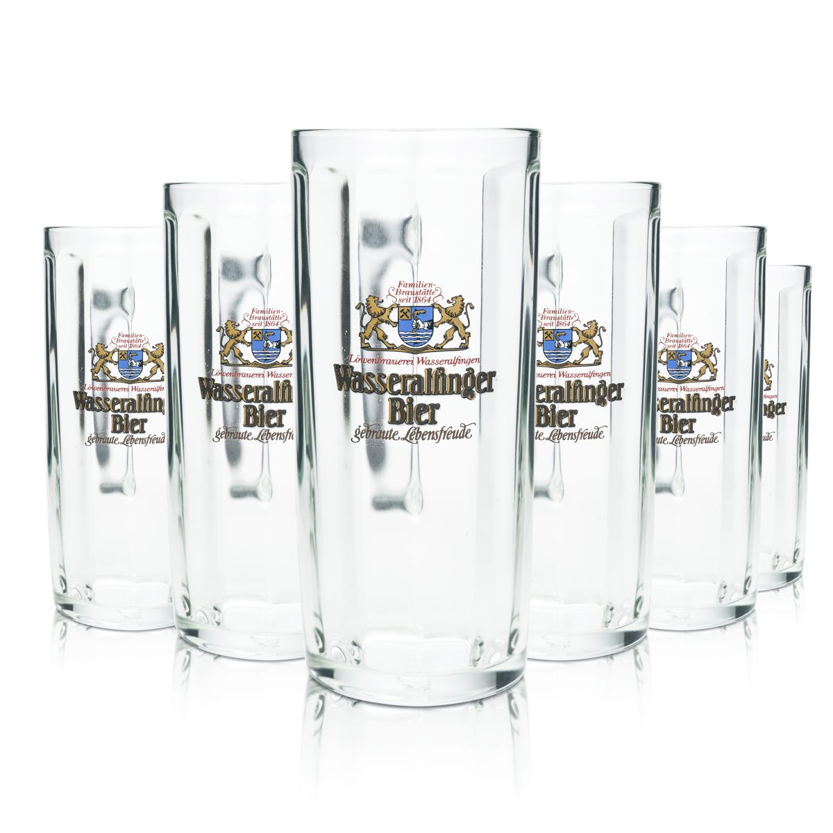 6 verres à bière Wasseralfinger 0,5 l, chopes profilées Humepn Seidel, verres Löwenbrauerei