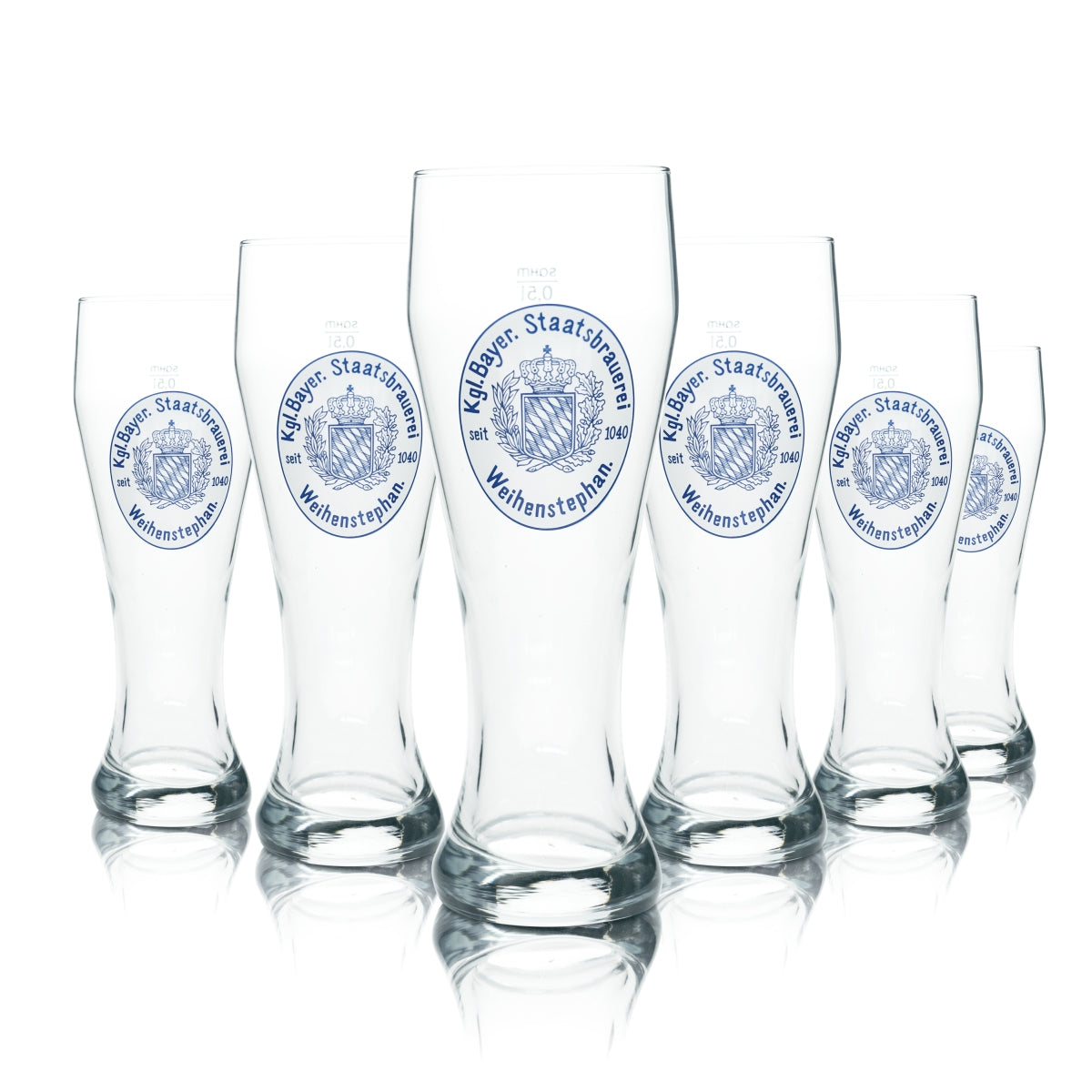 6 verres à bière Weihenstephan 0,5 l Verre à bière blanche Bleu/Crème blanche